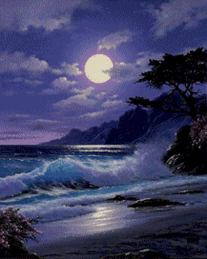 ночной пейзаж - море, ночь, пейзаж, луна - предпросмотр
