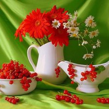 Схема вышивки «Герберы с калиной»