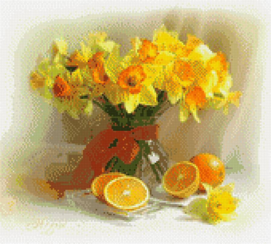 Нарцисы в вазе - предпросмотр