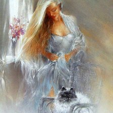 Схема вышивки «kobieta z kotem»