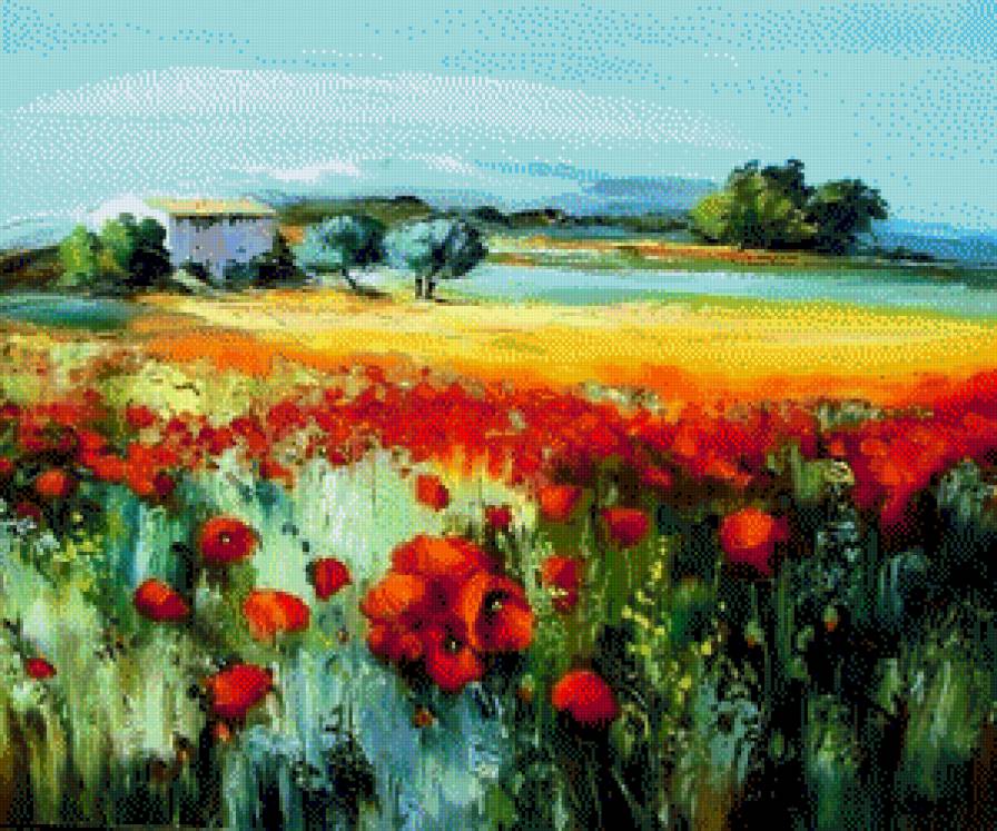 Маковая долина.Мишель Везинет - мишель везинет, живопись - предпросмотр