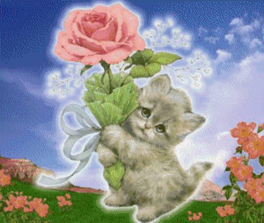 все для тебя - котики, цветы, букет - предпросмотр
