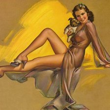 Схема вышивки «ретро дама с собачкой»