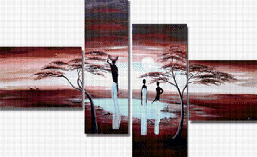 полиптих африка - пейзаж, природа, закат, африка, полиптих - предпросмотр