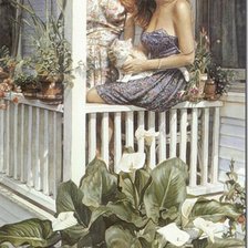 Схема вышивки «На крыльце.Стив Хэнкс»