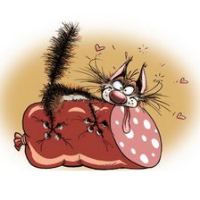 Схема вышивки «Кот на колбасе»