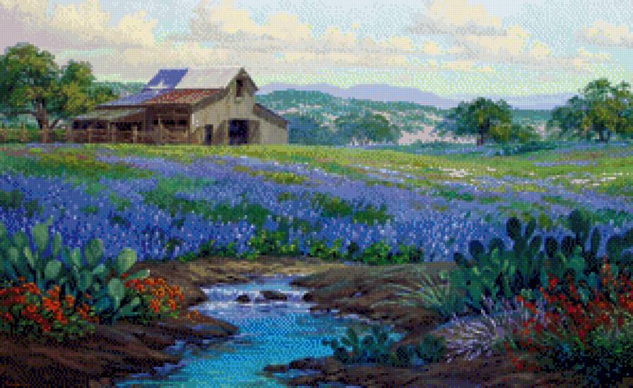 Цветущая долина.Mikki Senkarik - цветы, живопись, mikki senkarik - предпросмотр