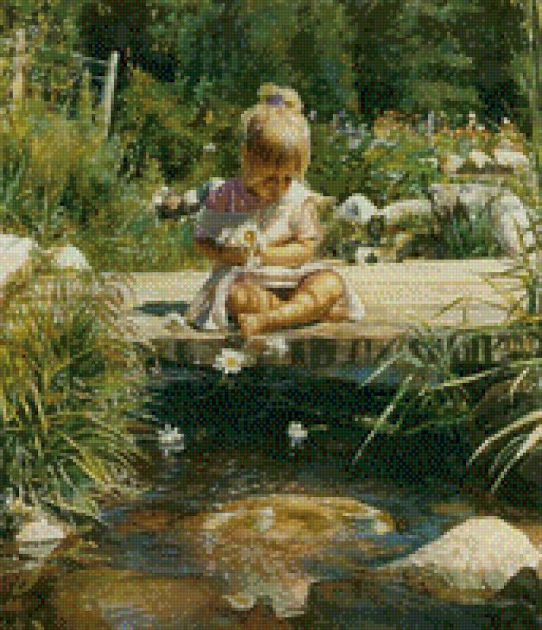 девочка у озера - предпросмотр