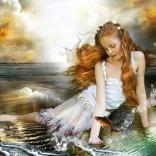 Схема вышивки «девочка в море»