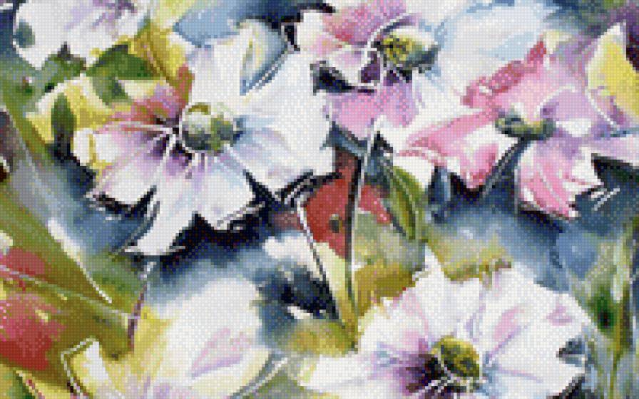 Цветы - акварель, цветы, живопись - предпросмотр