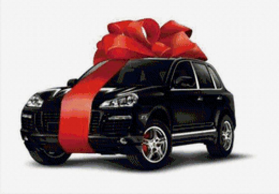 подарок - машина, бант - предпросмотр