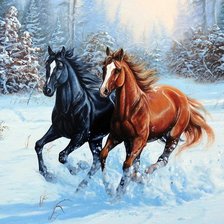 Схема вышивки «Лошади»