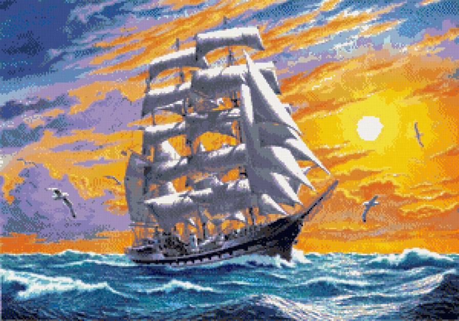 под парусом - паруса, корабль, море - предпросмотр