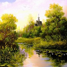 Схема вышивки «церковь у озера»