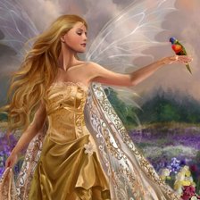 Схема вышивки «девушка с птицей»