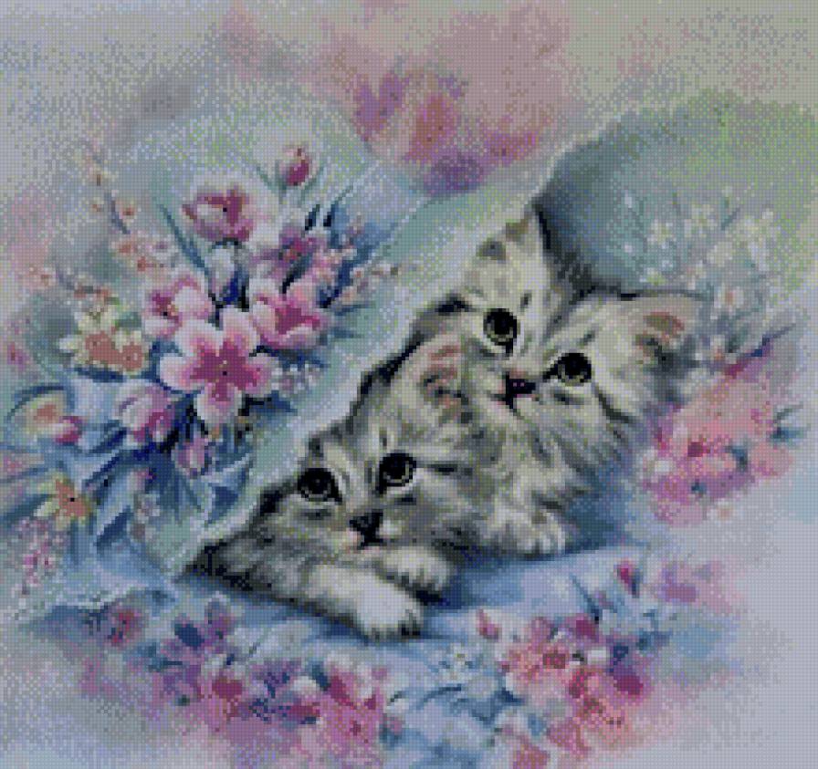 Двое в шляпке - животные, друг, шляпка, кот, котенок - предпросмотр