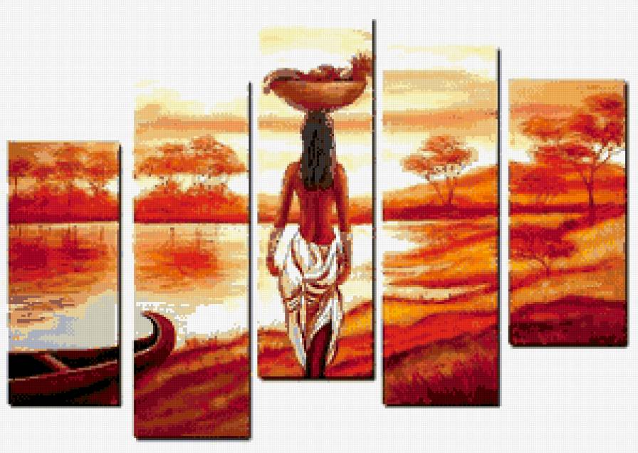 африканка - африка, закат, девушка - предпросмотр