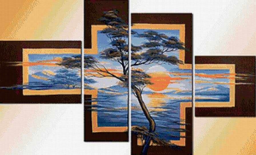 полиптих пейзаж - закат, пейзаж, полиптих, природа - предпросмотр