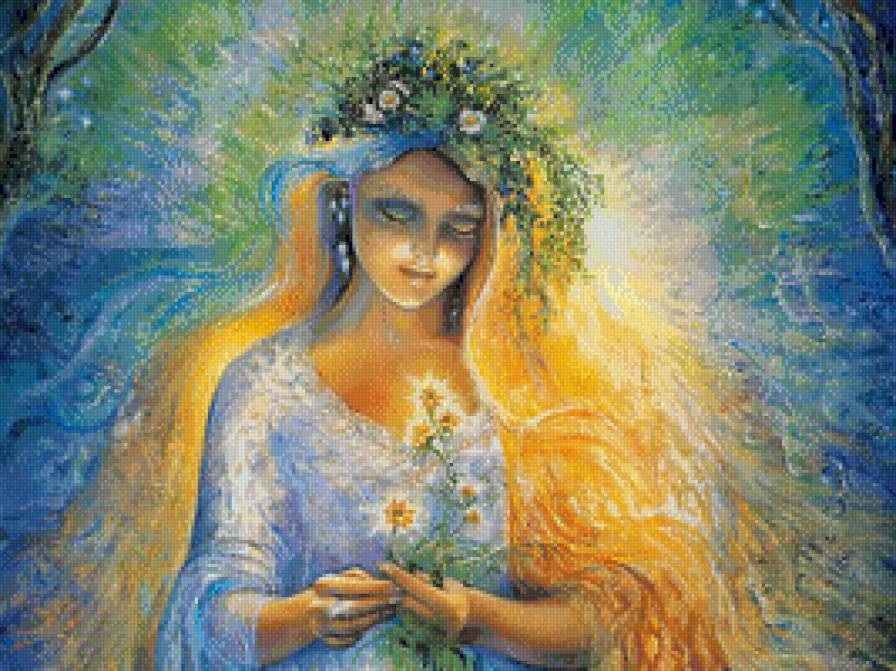 Девушка в венке - девушка, арт, венок, фэнтэзи, весна, живопись - предпросмотр