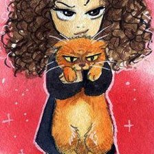 Схема вышивки «Девочка с рыжим котом»