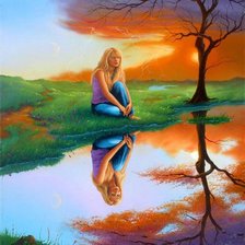 Схема вышивки «Девушка на берегу.Джим Уоррен»