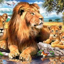Схема вышивки «львиная семья»