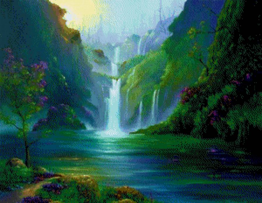 Водопад.Джим Уоррен - джим уоррен, живопись - предпросмотр