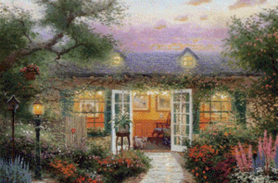 Терраса.Томас Кинкейд - живопись, томас кинкейд - предпросмотр