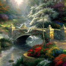 Схема вышивки «Мостик через реку.Томас Кинкейд»