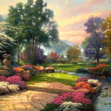 Схема вышивки «Прогулка по парку.Томас Кинкейд»