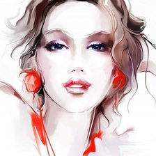 Схема вышивки «Девушка в красном»