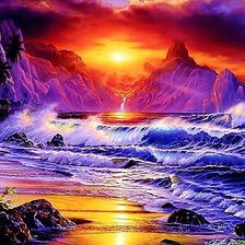 Схема вышивки «Сказочный закат у моря.»