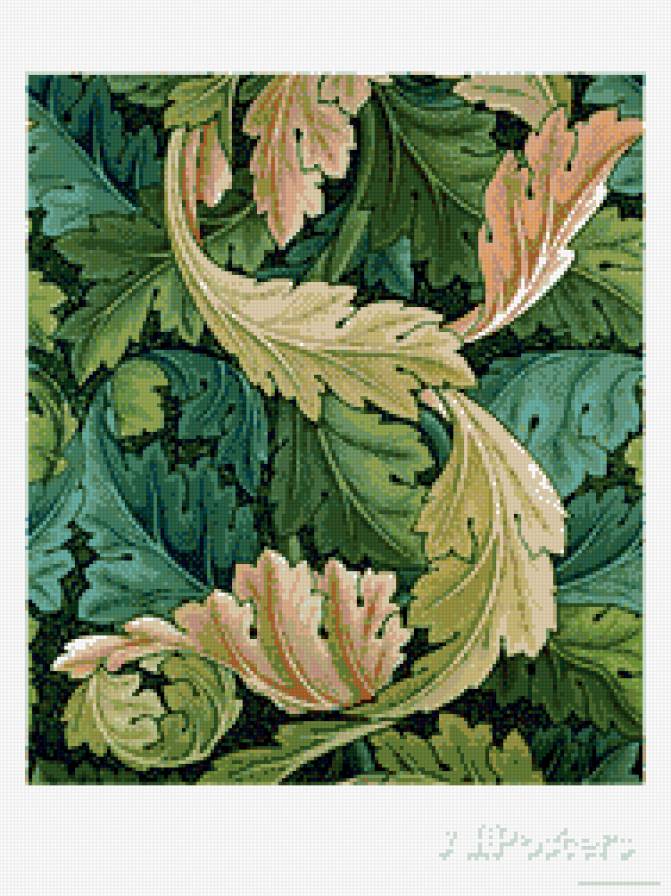 подушка - листья, подушка, узор - предпросмотр