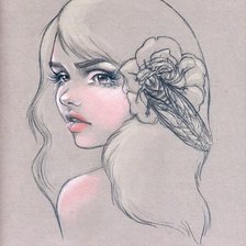 Схема вышивки «Девушка-загадка»