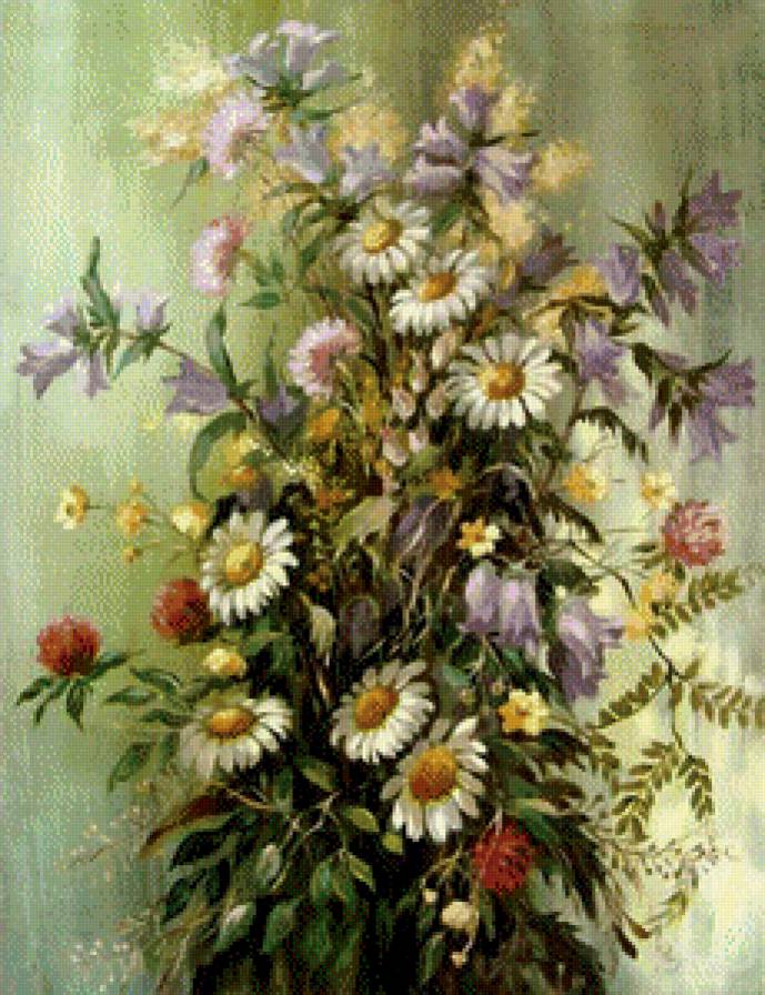 Полевые цветы - букет, цветы, натюрморт - предпросмотр