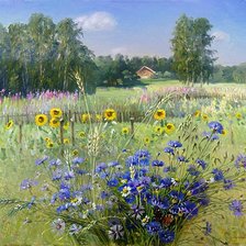 Схема вышивки «Васильки в поле»