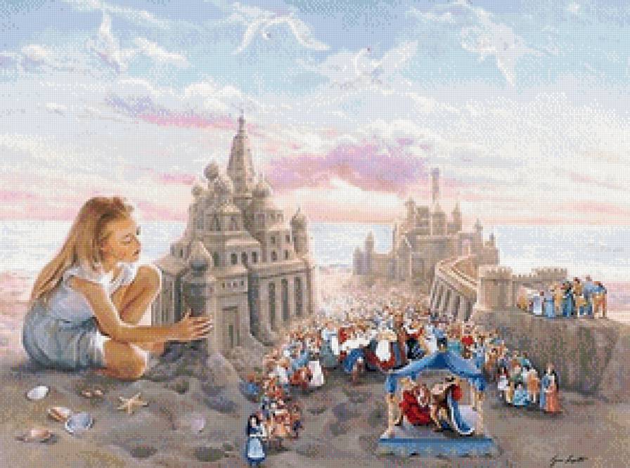 Песочные замки - дети, девочка, море - предпросмотр