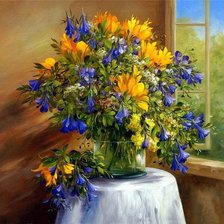 Схема вышивки «Букет у окна»