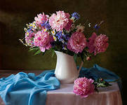 Схема вышивки «ПИОНЫ В КУВШИНЕ»