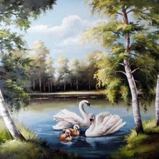 Схема вышивки «Лебеди»