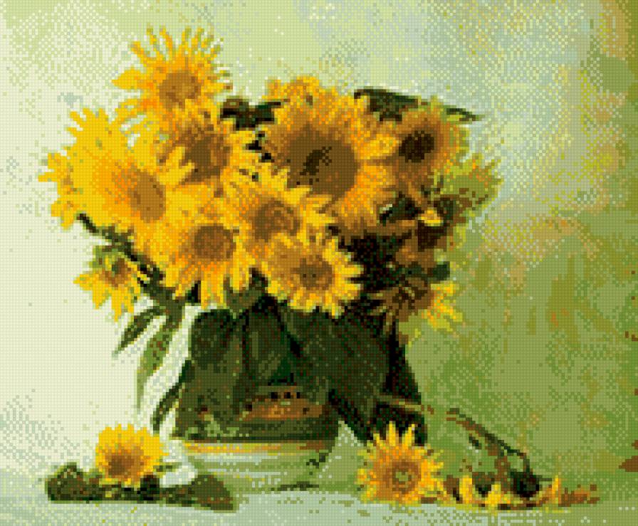 СОЛНЕЧНЫЕ ЦВЕТЫ - вазы, цветы, лето, натюрморт - предпросмотр