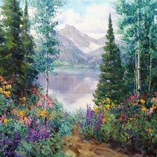 Схема вышивки «Вид на гору.Эрик Валлес»