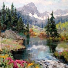 Схема вышивки «Горная речка.Эрик Валлес»