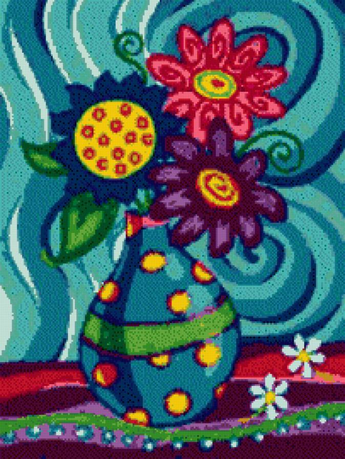 Цветы в вазе - абстракция, натюрморт, цветы - предпросмотр