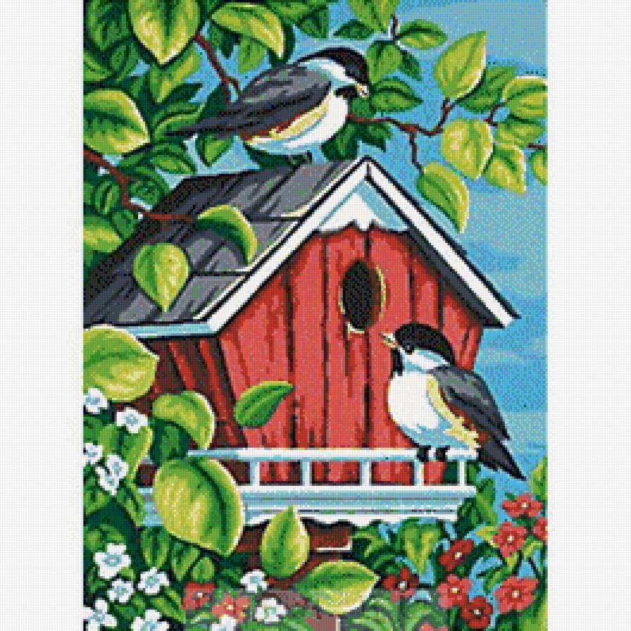 Птичий домик - природа, пейзаж, птицы - предпросмотр
