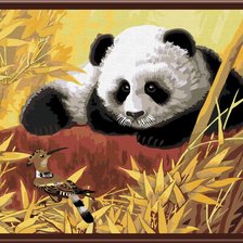 Схема вышивки «Панда с птицей»