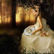 Схема вышивки «девушка в лесу»