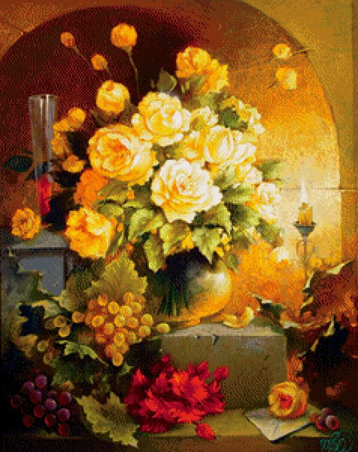 Желтые пионы - ваза, цветы, натюрморт, букет - предпросмотр