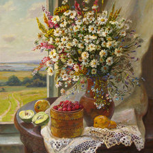 Схема вышивки «Ромашки в кувшине»