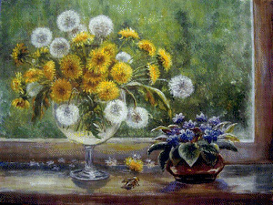 Одуванчики - натюрморт, букет, цветы - предпросмотр